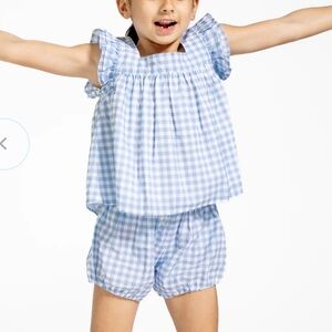Minnow girls oasis blue gingham bloomer set